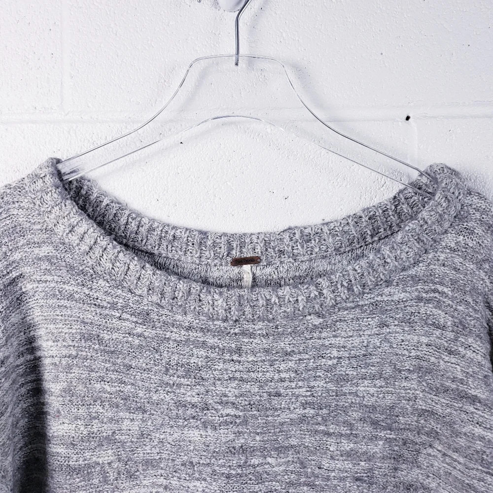 Free People In My Pocket Cropped Knit Ribbed Sweater‎ Gray Size Medium